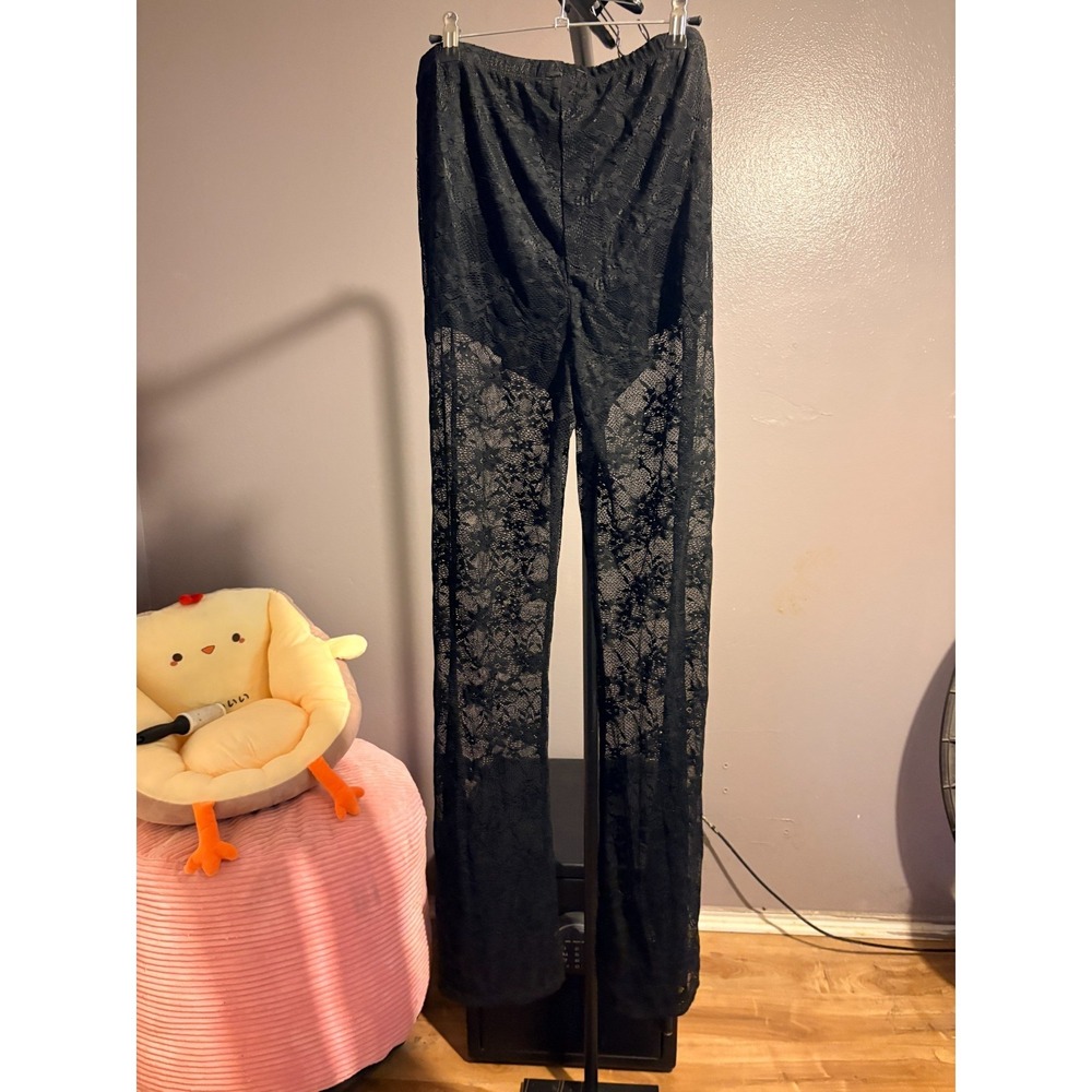 Wild Fable Black Lace Pants, Sheer with Boy Shorts Sz M